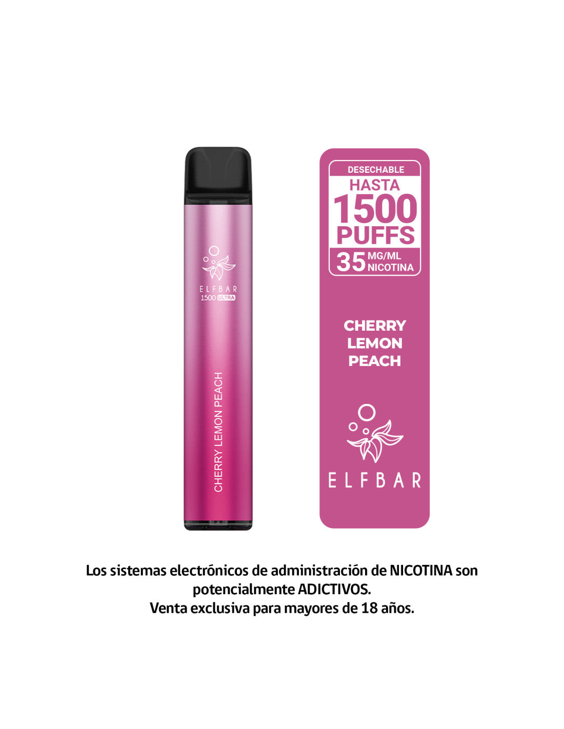 VAPORIZADOR ELFBAR CHERRY LEMON PEACH 1500 PUFF 3.5%NIC