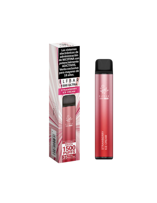 VAPORIZADOR ELFBAR STRAWBERRY ICE CREAM 1500 PUFF 3.5%NIC